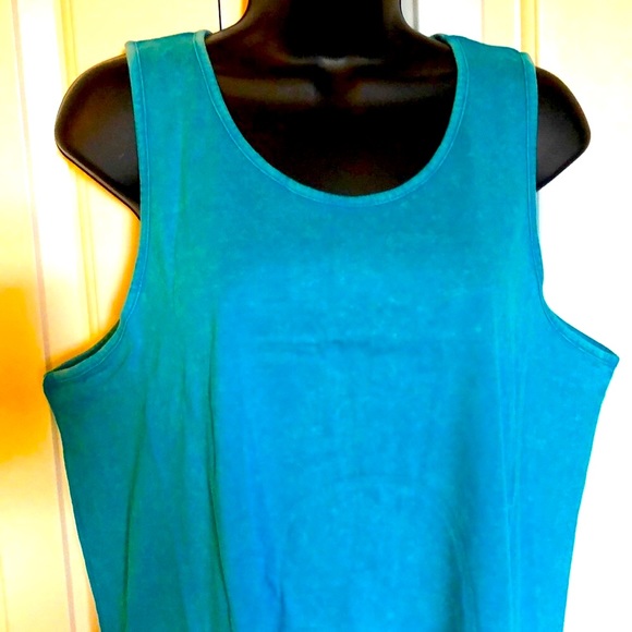 🔴CLEARANCE🔖 NWT 🦈 DOTS COTTON TURQUOISE BLUE SHARK BITE TANK TOP Women 1X 2X 3X - Picture 4 of 7